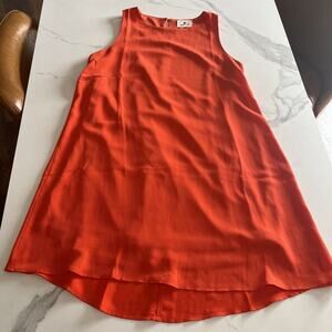 Betsy Boutique Shop Womens sz M Sleeveless Dress Bright Orange Shift Swing Lined